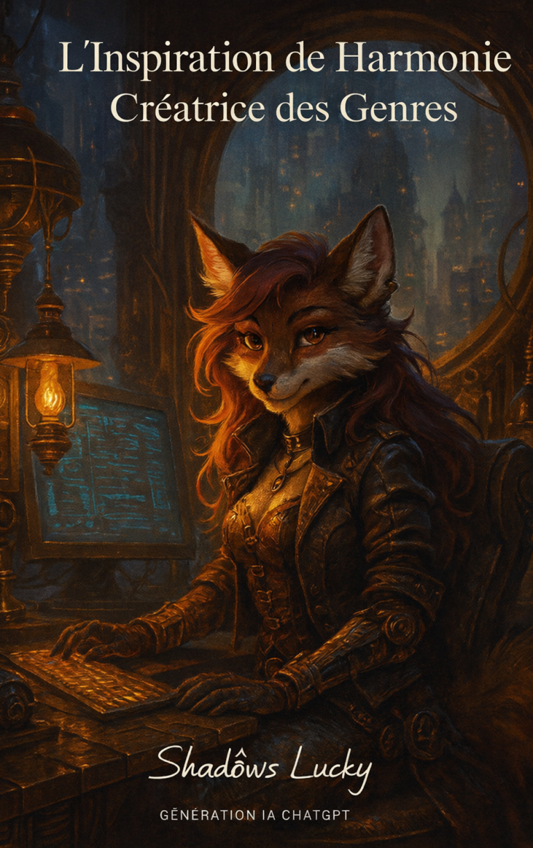 Un personnage renard, en train d'écrire, dans un environnement mystérieux et lumineux.