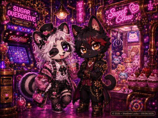 Deux personnages animaliers dans un décor coloré et animé de jeux d'arcade.